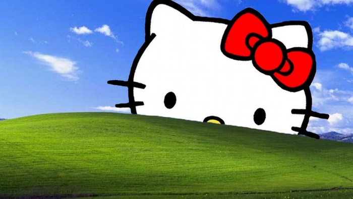 Hello Kitty on Windows Bliss Background