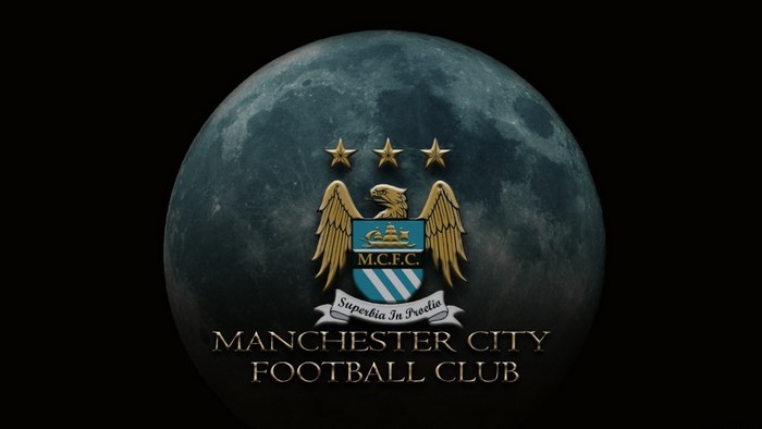 Manchester City Football Club logo on moon