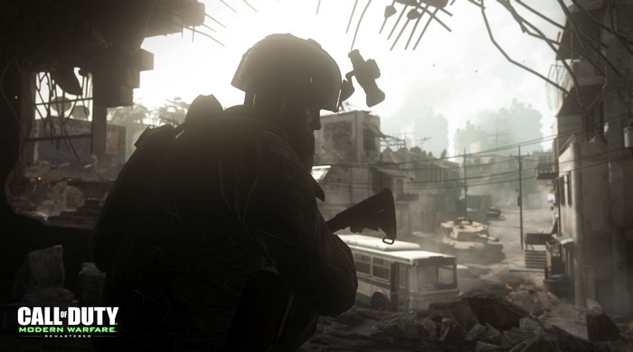 Call of Duty Modern Warfare Remastered soldier in destroyed city