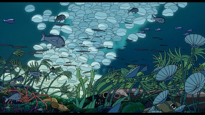 Ponyo underwater scene with fish and plants