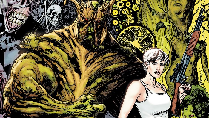 Swamp Thing and Woman with Rifle
