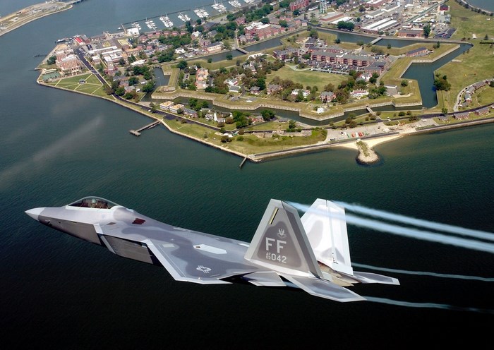 Lockheed Martin F-22 Raptor over Fort Monroe