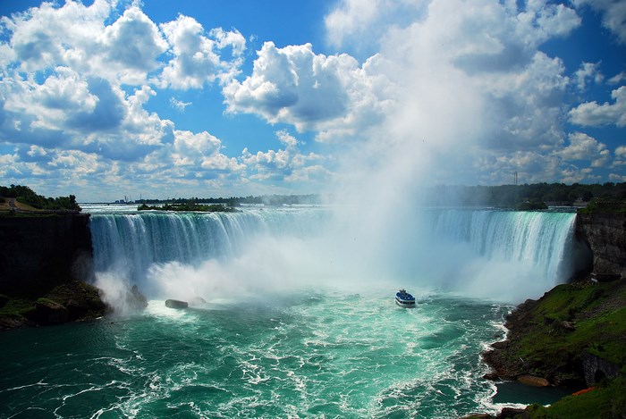 Niagara Falls with a boat