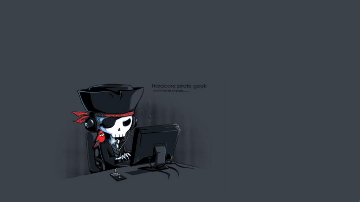 Hardcore Pirate Geek at Computer
