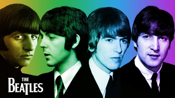 The Beatles Colorized Portrait with Gradient Background