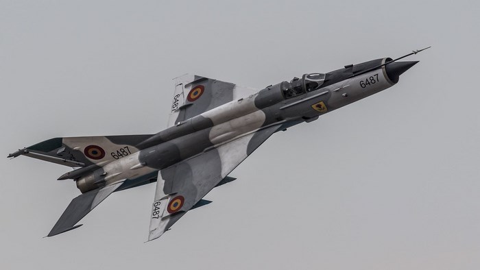 Mikoyan-Gurevich MiG-21 fighter jet in flight