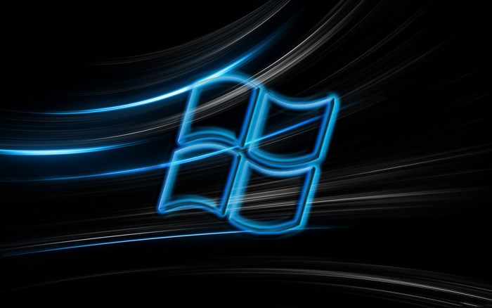 Windows logo with blue light streaks