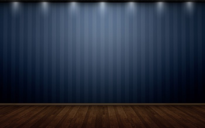 Dark Blue Striped Wall and Wooden Floor