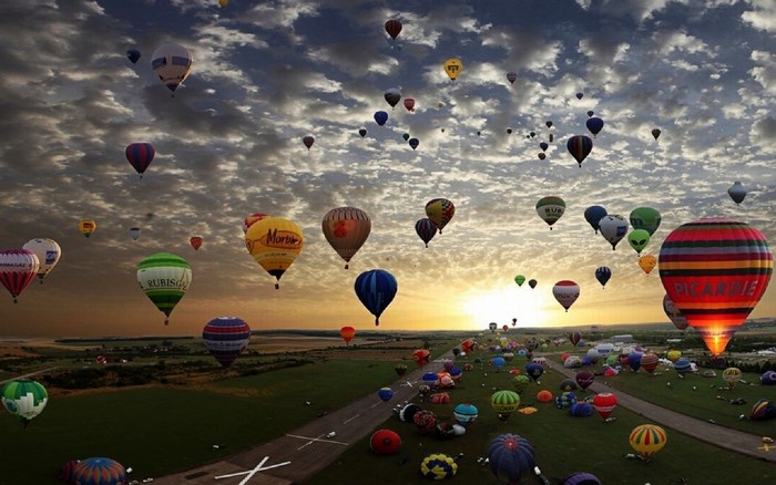 Hot air balloons at sunrise