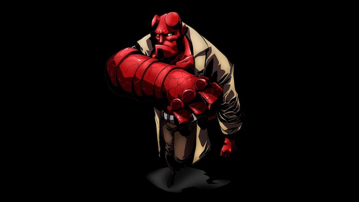 Hellboy with large red fist