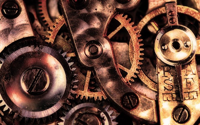 Close-up of steampunk clockwork gears