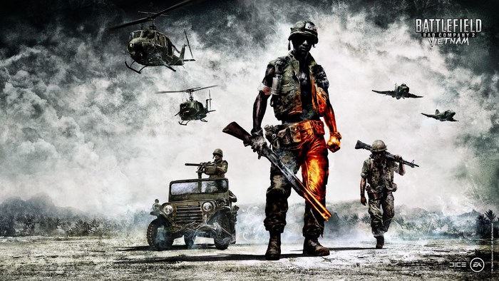 Battlefield Bad Company 2 Vietnam soldiers and aircraft