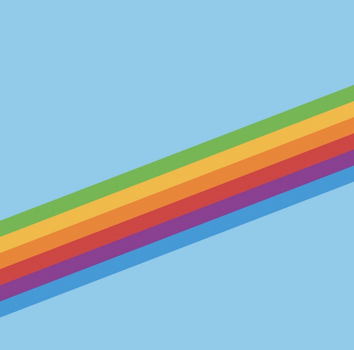Rainbow stripes on a light blue background
