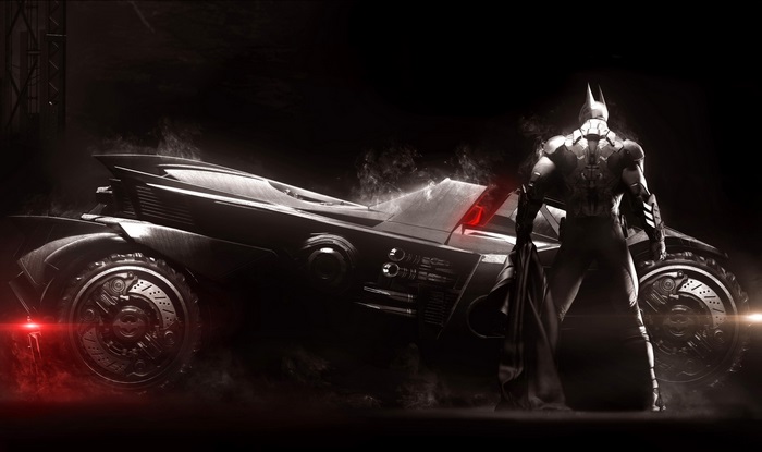Batman from Batman: Arkham Knight with Batmobile