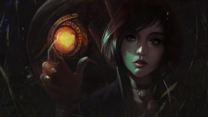 Elizabeth and Big Daddy from Bioshock Infinite