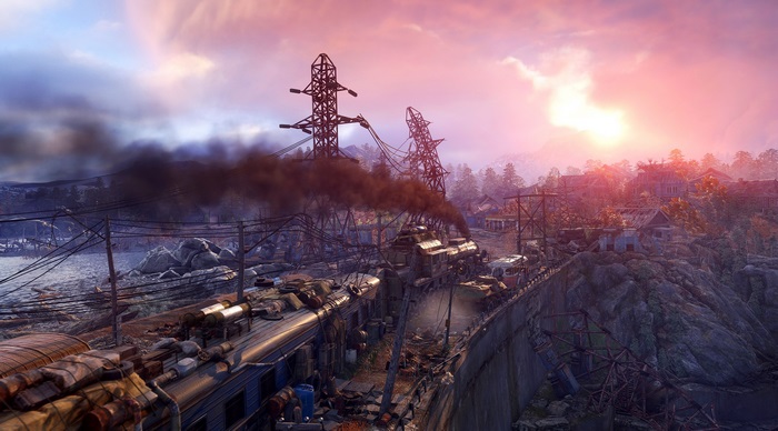 Metro Exodus 4K train with smoke
