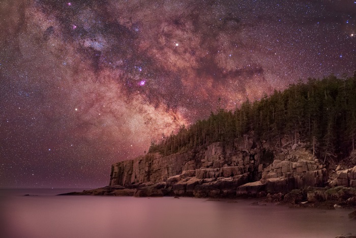 Milky Way over Rocky Coastline 4K