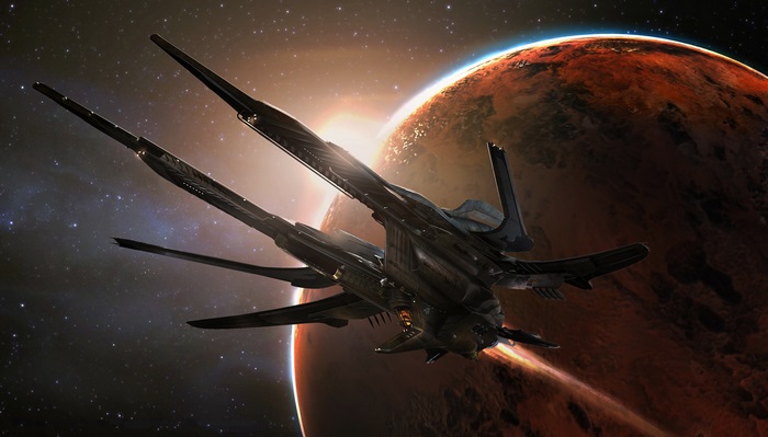 Star Citizen 4K spaceship near planet