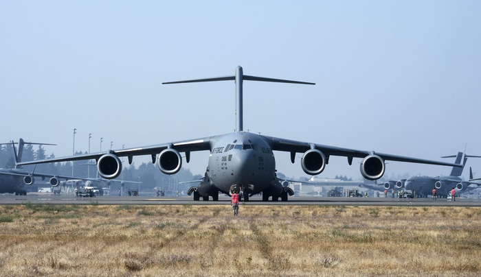 Boeing C-17 Globemaster III aircraft on tarmac