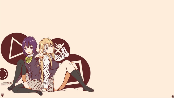 Two anime girls with PlayStation symbols
