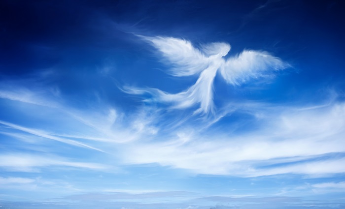 Angel cloud formation in a blue sky 4K