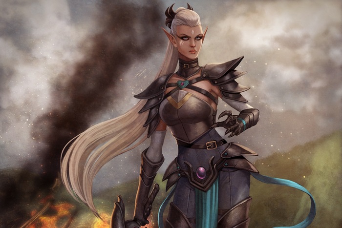 4K Woman Warrior with Sword and Armor
