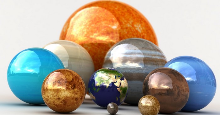 Solar system planets and the sun