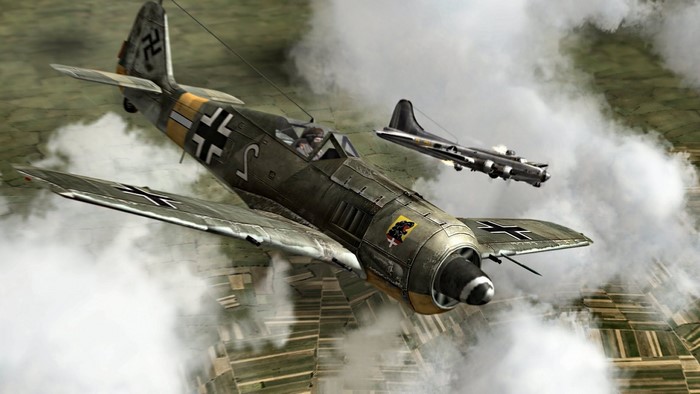 Fw 190 Focke Wulf attacking a B-17 bomber
