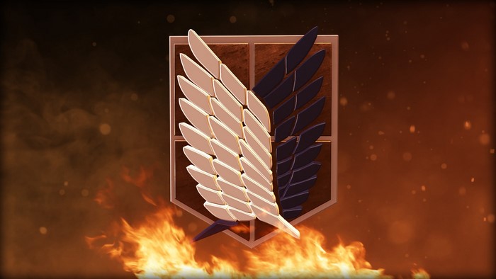 Attack on Titan Scout Regiment Emblem with Fire