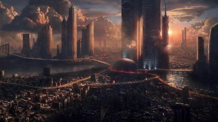 Futuristic Cityscape with Futuristic Architecture