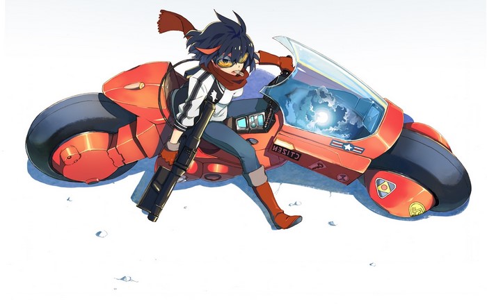 Ryuko Matoi from Kill la Kill on Akira motorcycle