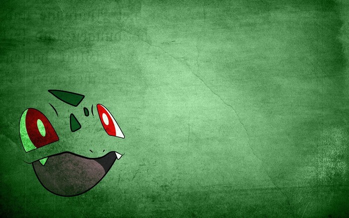 Bulbasaur from Pokemon, minimalist green background