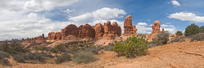 Desert rock formations in Arches National Park, Utah