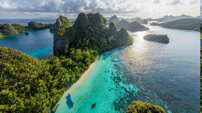 Aerial View of Tropical Indonesian Island and Beach