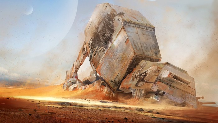 Wrecked AT-AT Walker in Star Wars Desert