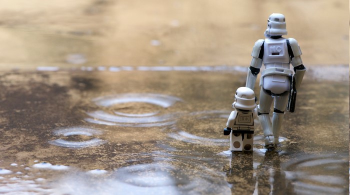 Stormtroopers from Star Wars in the rain