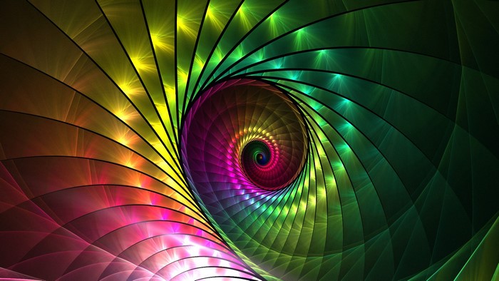 Abstract fractal spiral with rainbow colors