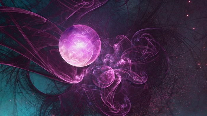 Abstract fractal nebula with glowing sphere