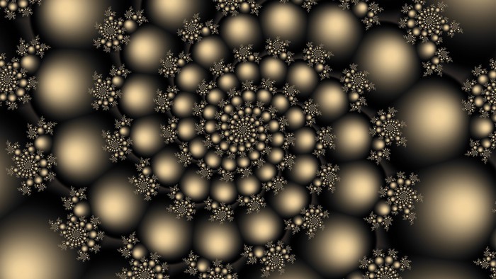 Abstract gold fractal spiral on black background
