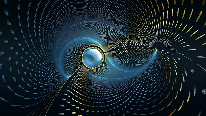 Abstract Blue and Gold Spiral Digital Art