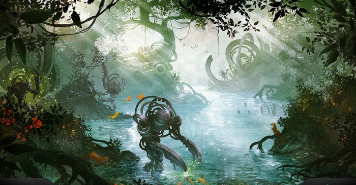 Mystical Robot in Enchanted Jungle River