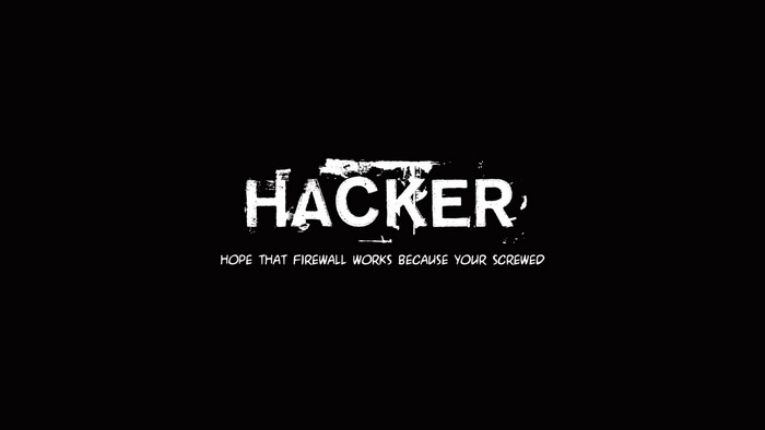 Hacker text with firewall warning