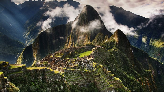 Machu Picchu ruins in the Andes mountains
