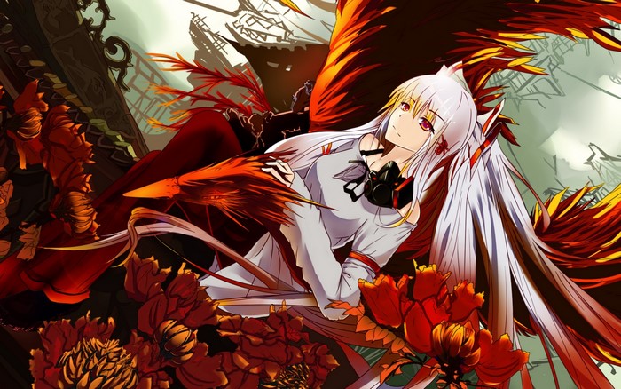 Fujiwara no Mokou from Touhou with Phoenix Wings