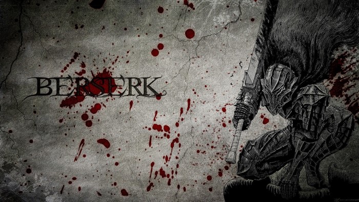 Guts from Berserk with blood splatters