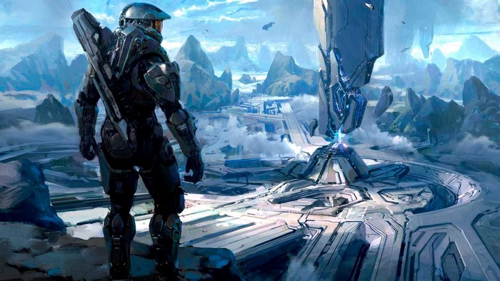 Master Chief from Halo 4 on an alien planet