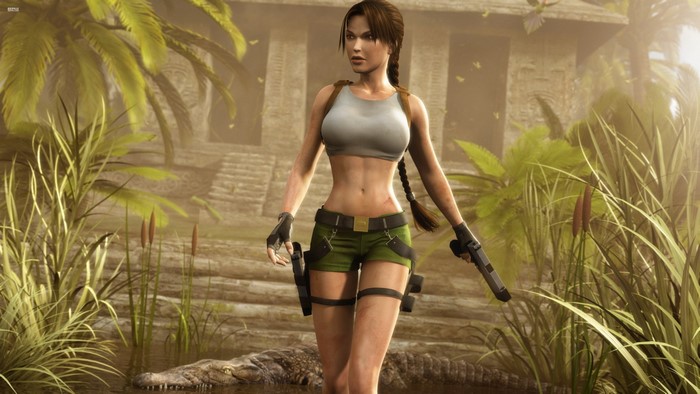 Lara Croft from Tomb Raider in a jungle