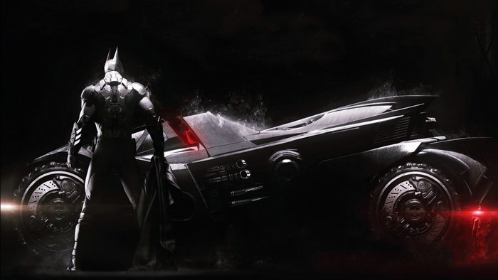Batman from Batman: Arkham Knight with Batmobile