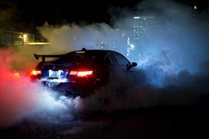 BMW E92 M3 Nighttime Burnout Smoke