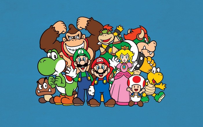 Iconic Mario Bros Characters Group Illustration